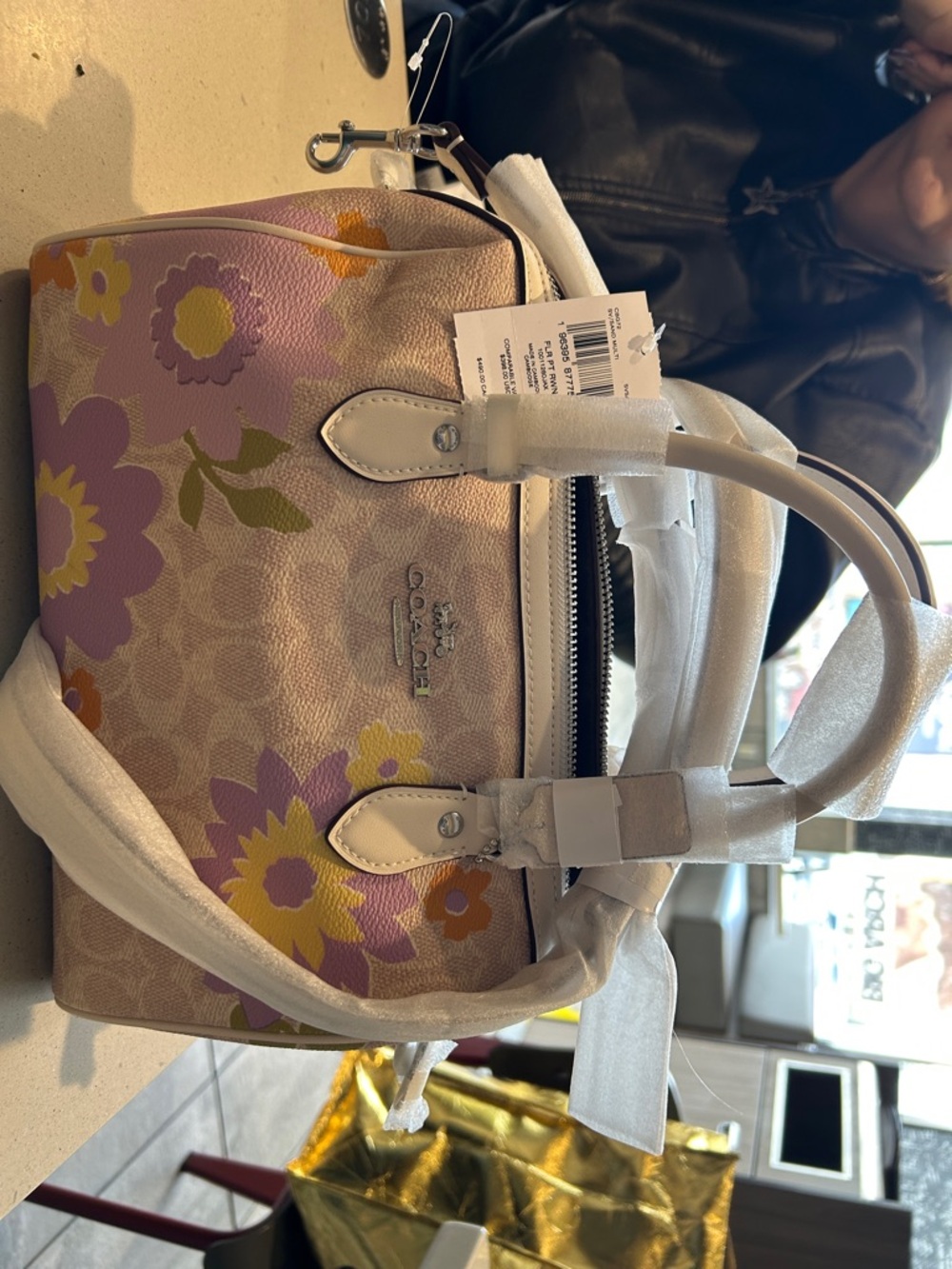 Coach Floral Mini Satchel in Pink, Yellow & White
